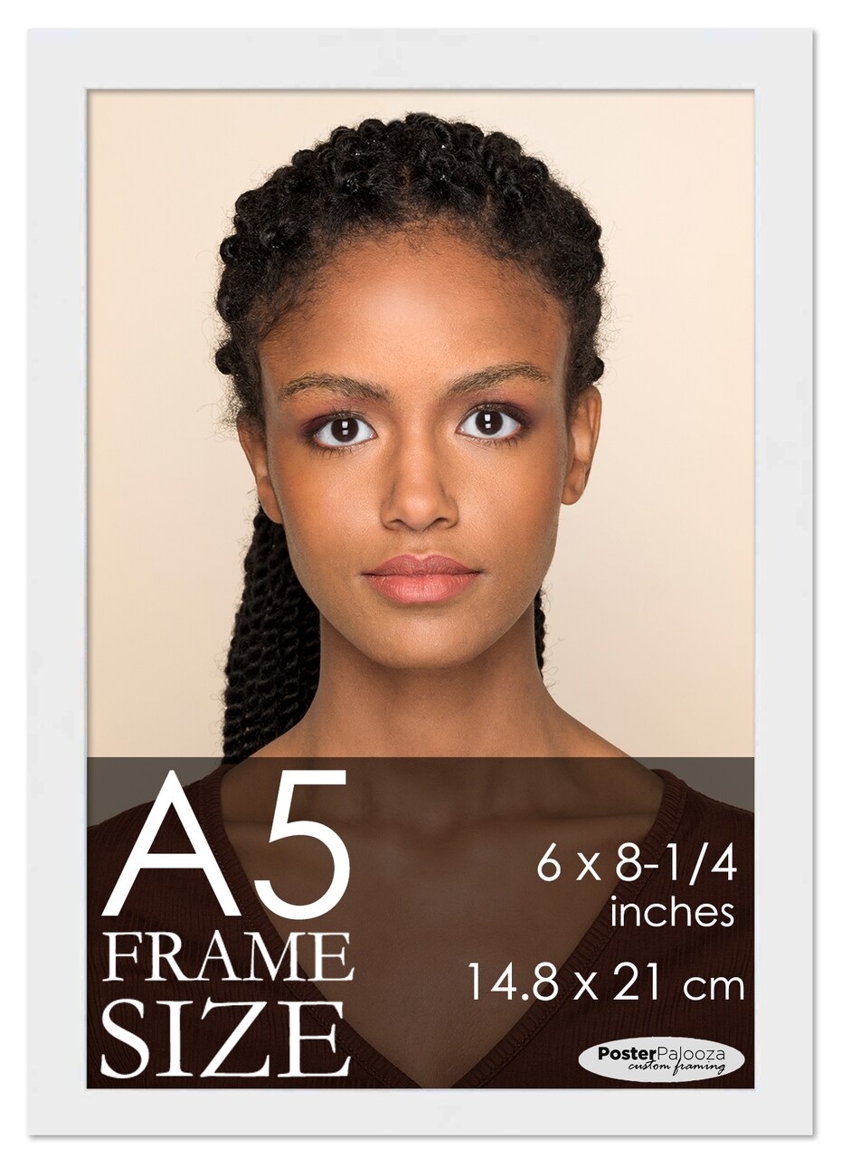 A5 Frame White Wood 6x8.25 Frame - Contemporary Wood A5 Picture Frame, UV Acrylic